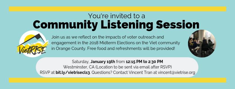 Attend the VietRISE Community Listening Session on Saturday, January 19th!