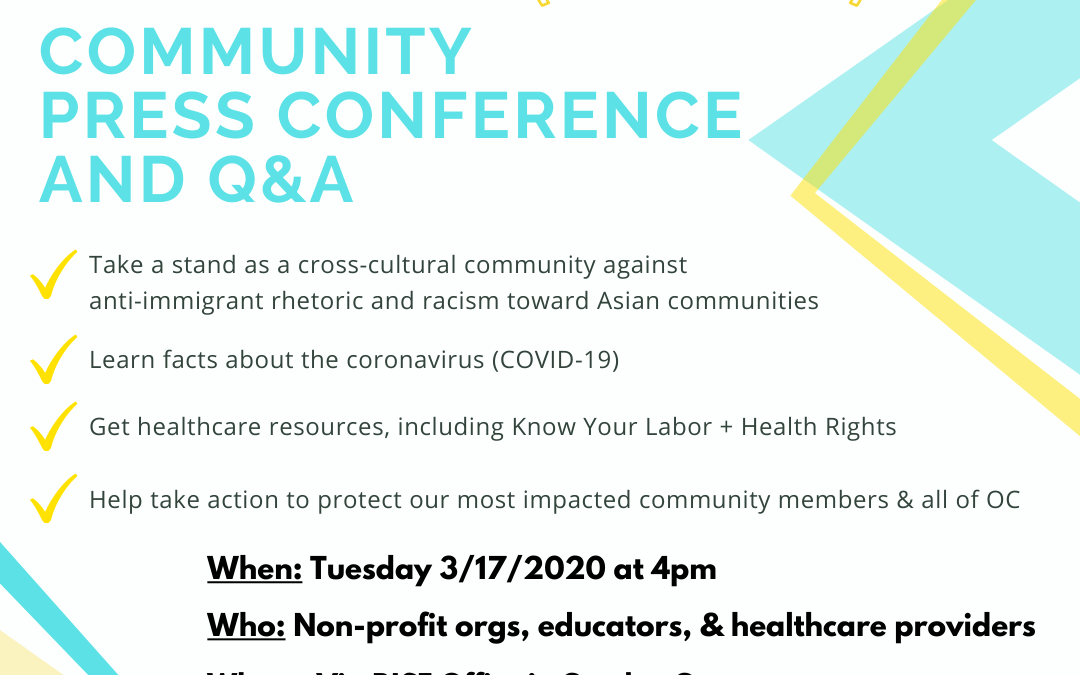 Coalition of Groups, Elected Officials, and Educators Hold Multicultural Press Conference to Call on Local Elected Officials to Take Action on COVID-19 Outbreak